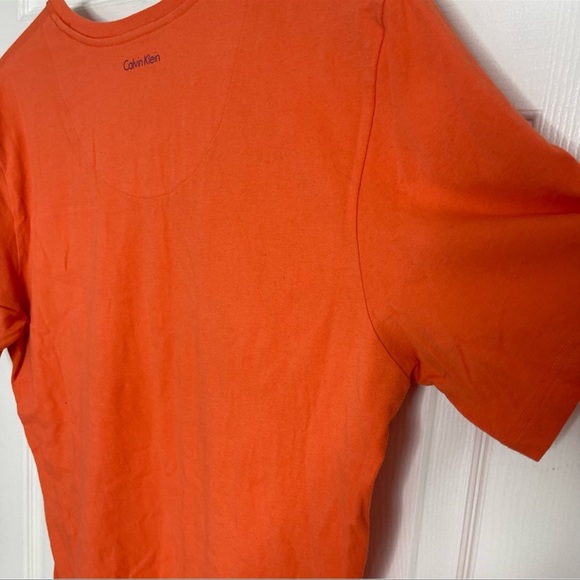 Calvin Klein CK orange vneck henley cotton tshirt XL - Picture 5 of 6